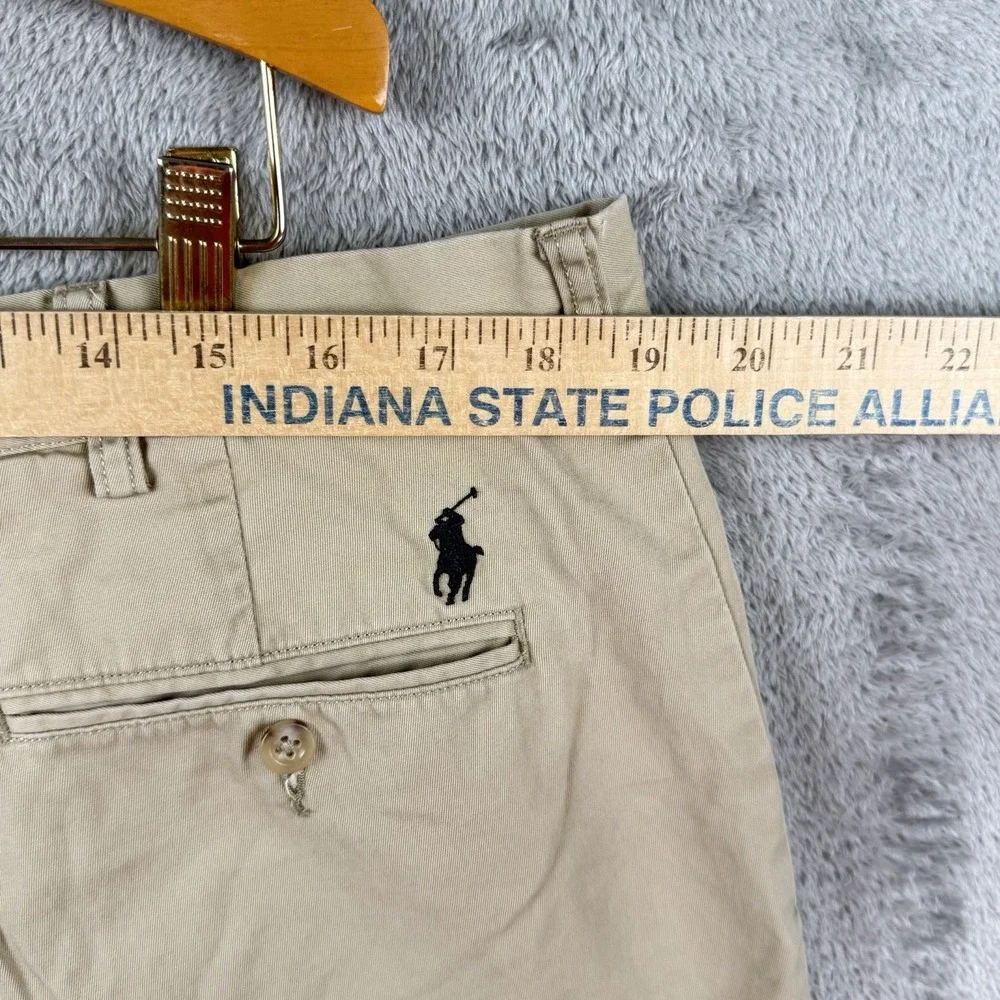 Polo Ralph Lauren Chino Shorts Mens 38 Tan Khaki Cotton 10'' Inseam‎ Logo Preppy